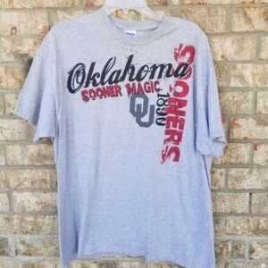 OKLAHOMA Sooners Gray Red Short Sleeve TShirt (Men XL) Gildan